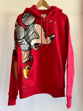 Champion x Disney Mickey Mouse Reverse Weave Hoodie Scarlet Stencil Sz M